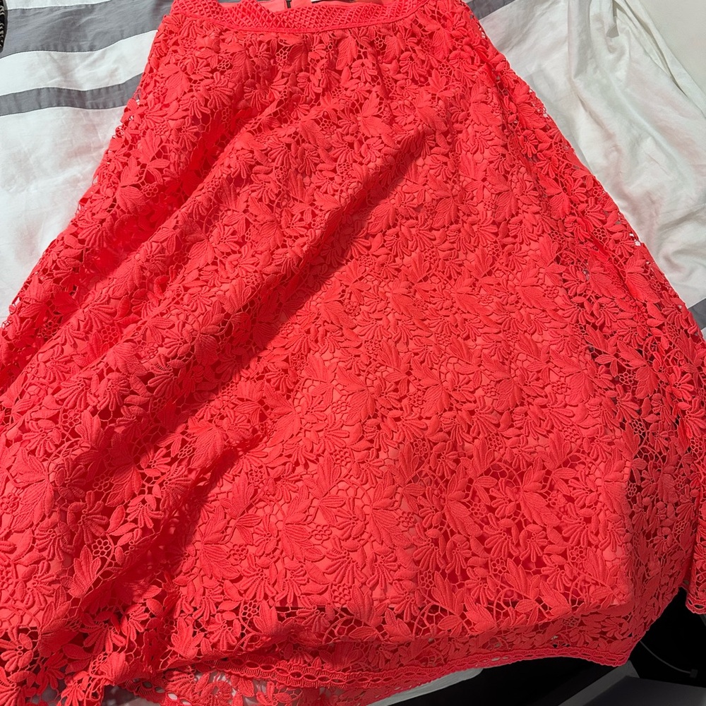 Elegant Coral Lace Skirt